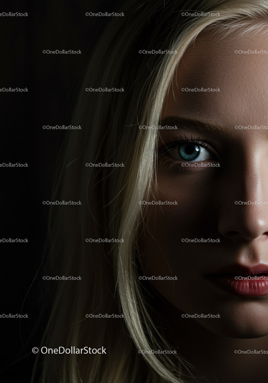 Close-up portrait of thoughtful young woman in shadow