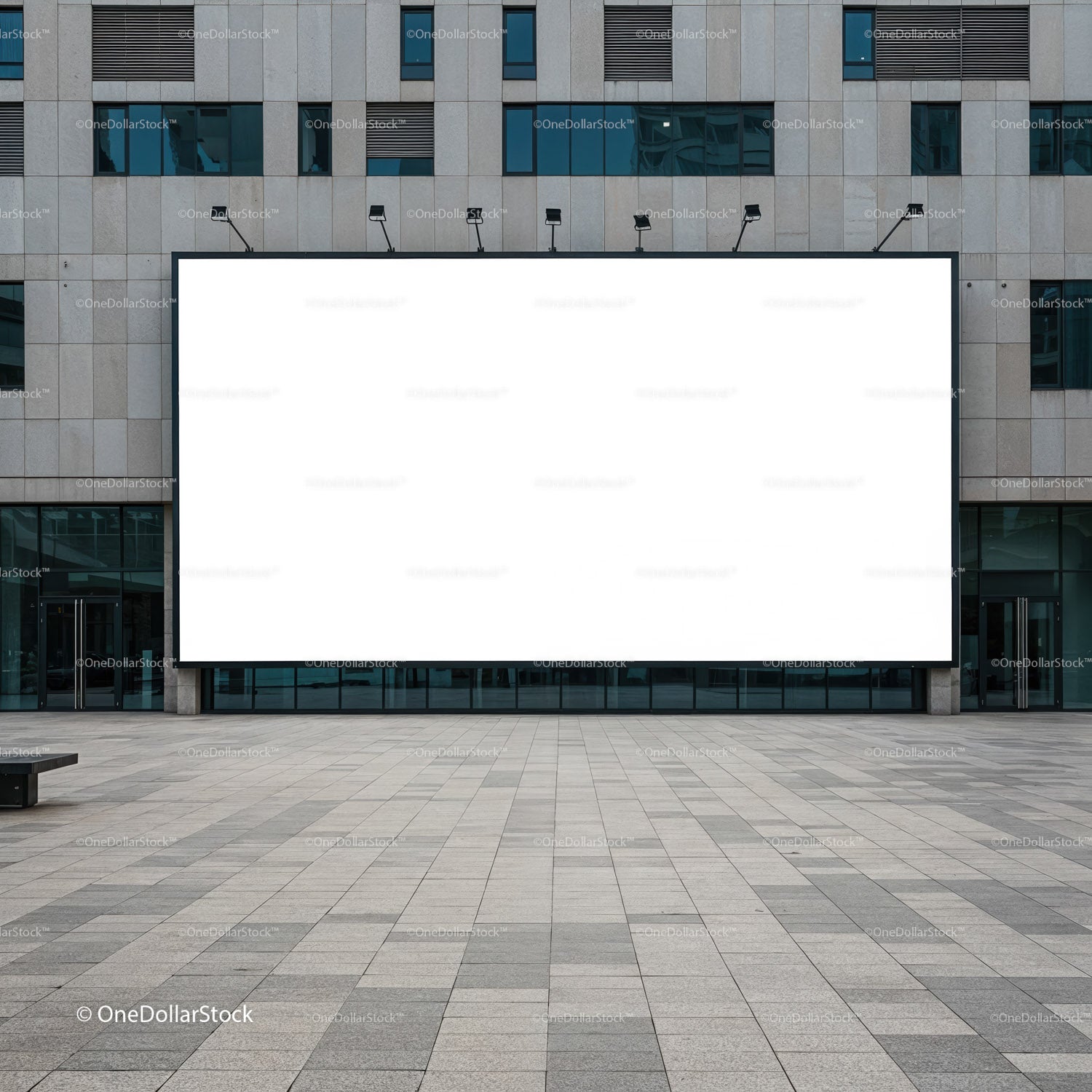 Large Blank Urban Billboard on Modern Building Facade