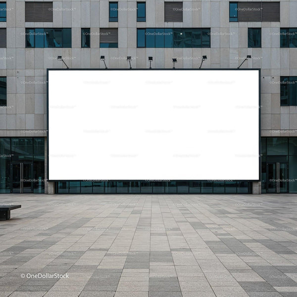 Large Blank Urban Billboard on Modern Building Facade JPG Mockup Image