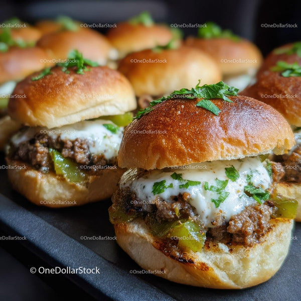 Soczyste Burgery Beef Slider z Świeżą Sałatą i Roztopionym Serem