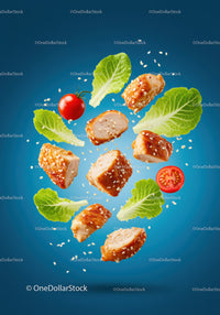 Fresh Grilled Chicken with Lettuce and Cherry Tomatoes