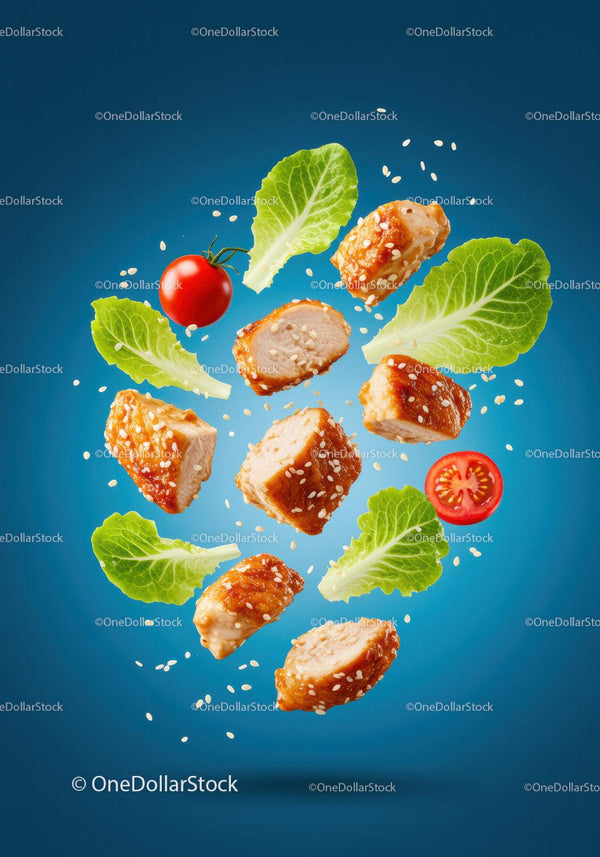 Fresh Grilled Chicken with Lettuce and Cherry Tomatoes