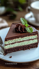 Creamy Mint and Chocolate Layered Cheesecake with Chocolate Flakes