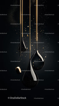 Luxury Black and Gold Liquid Droplets with Metallic Accents