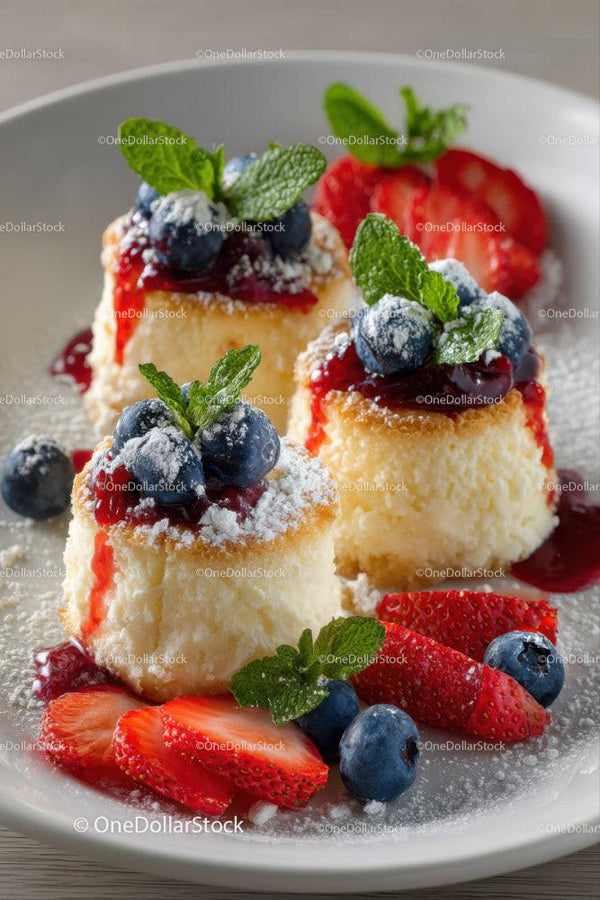 Elegant Cheesecake with Fresh Berries and Mint Garnish