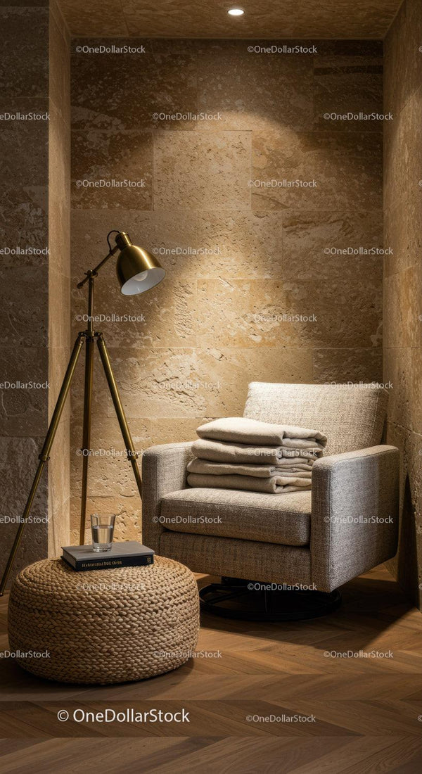 Cozy reading nook with modern lamp and soft cushions