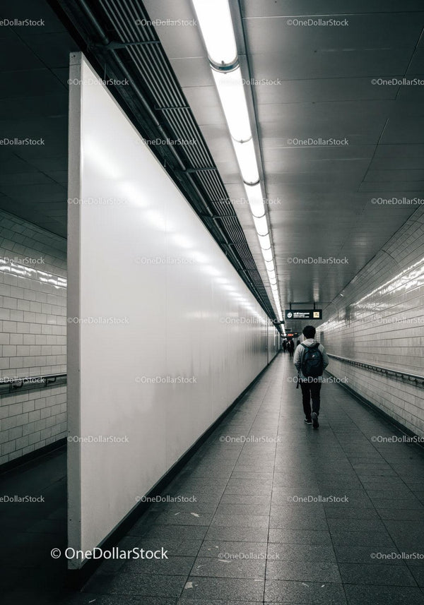 Modern Subway Tunnel With Passenger Walking in Urban Transit Environment JPG Mockup Image