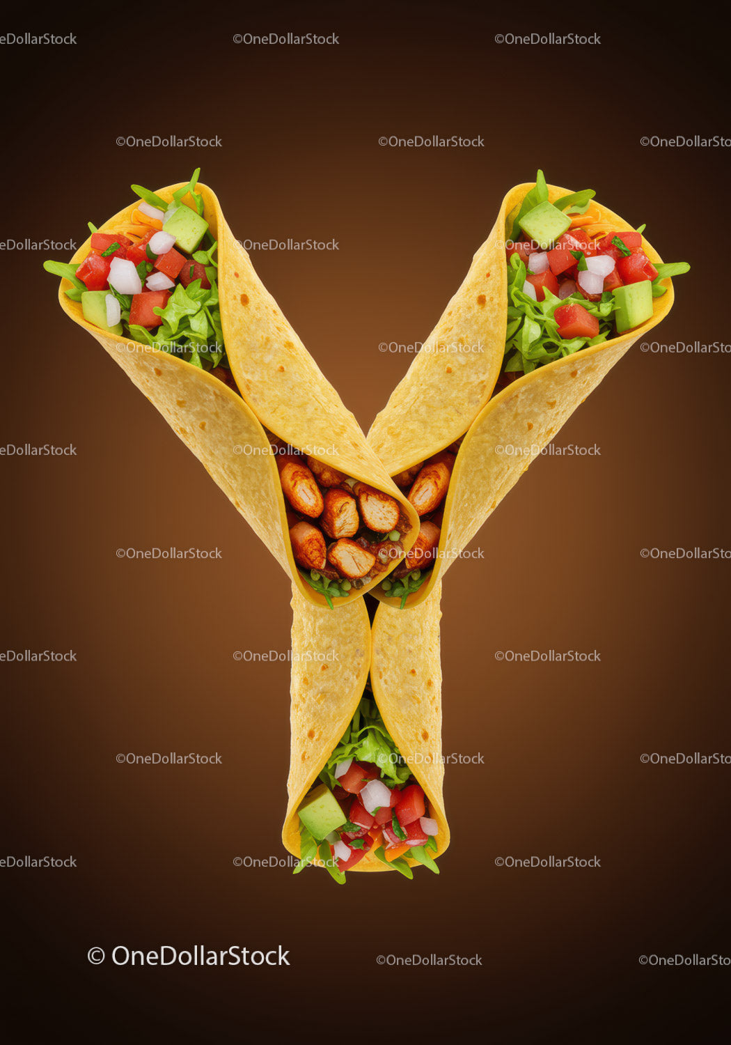 Fresh Chicken and Veggie Wraps on Brown Background