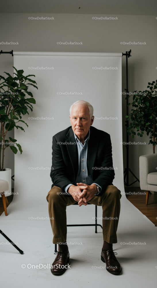 Confident Senior Man in Professional Portrait Setting