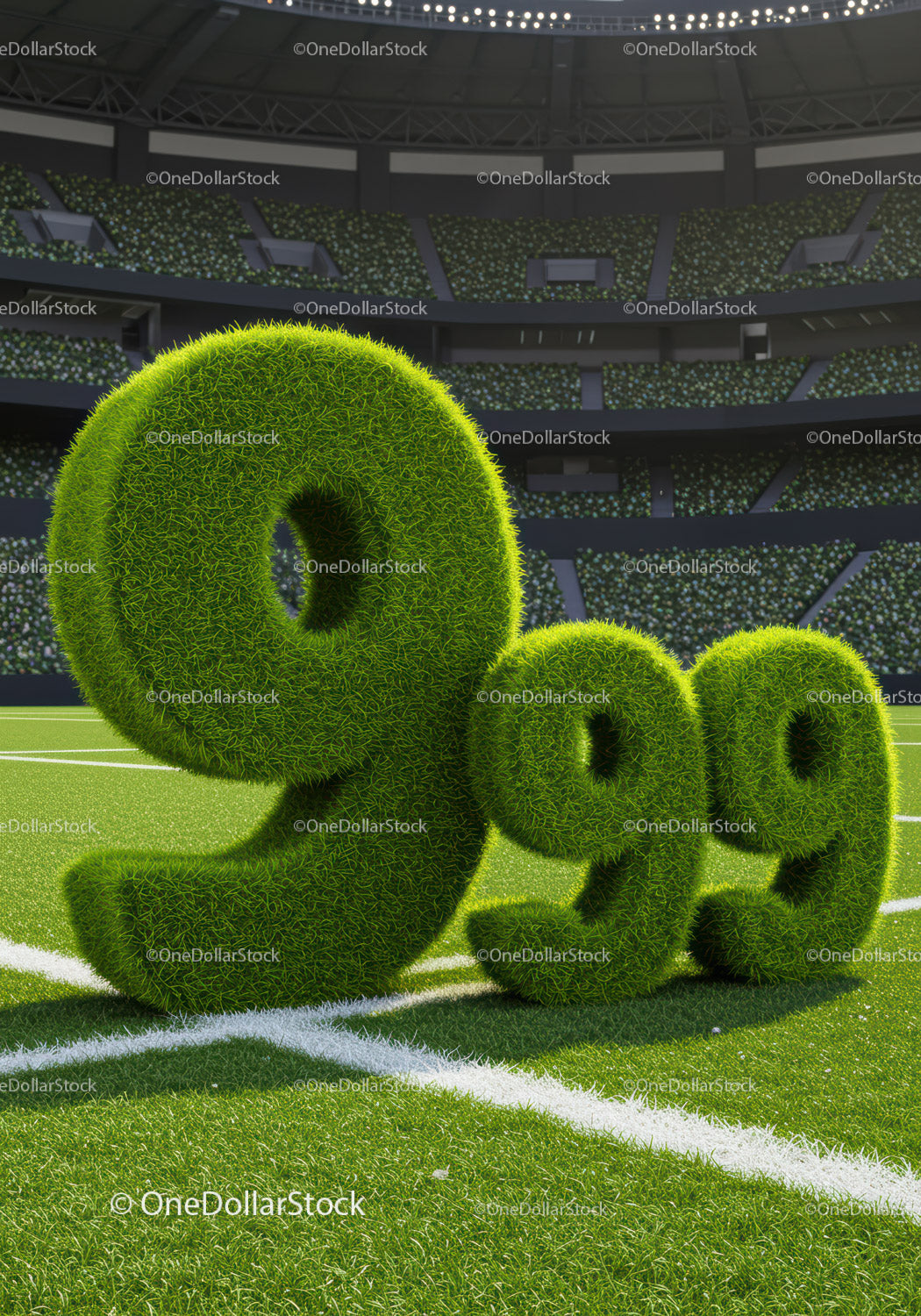 Green Grass Numbers 999 on Sports Field