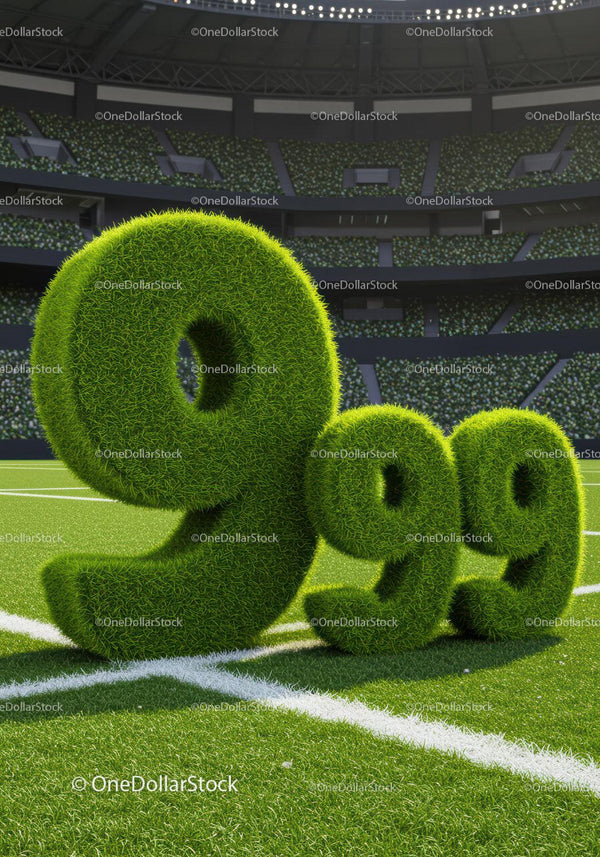 Green Grass Numbers 999 on Sports Field