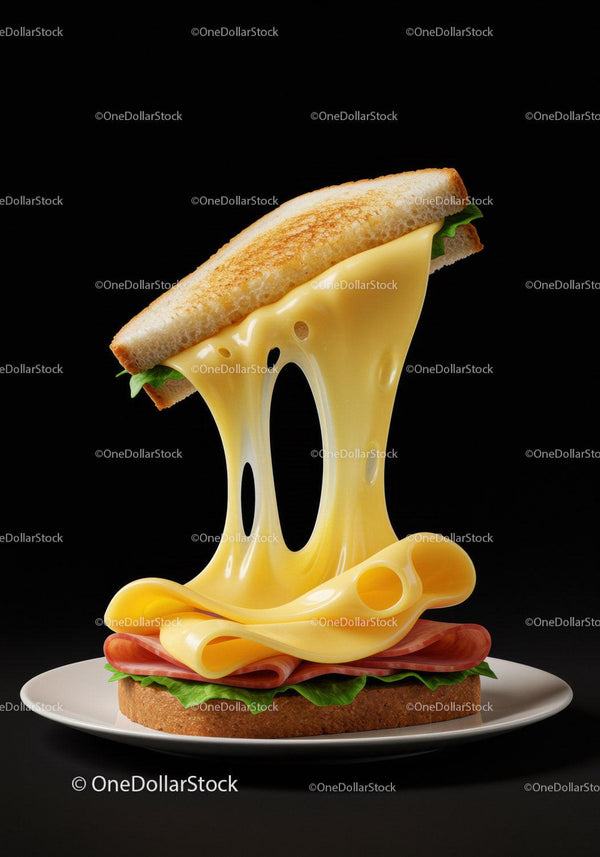 Melty Swiss Cheese Sandwich with Ham and Lettuce