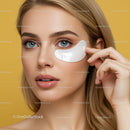 Close-up of Beautiful Woman Applying Eye Mask for Skincare