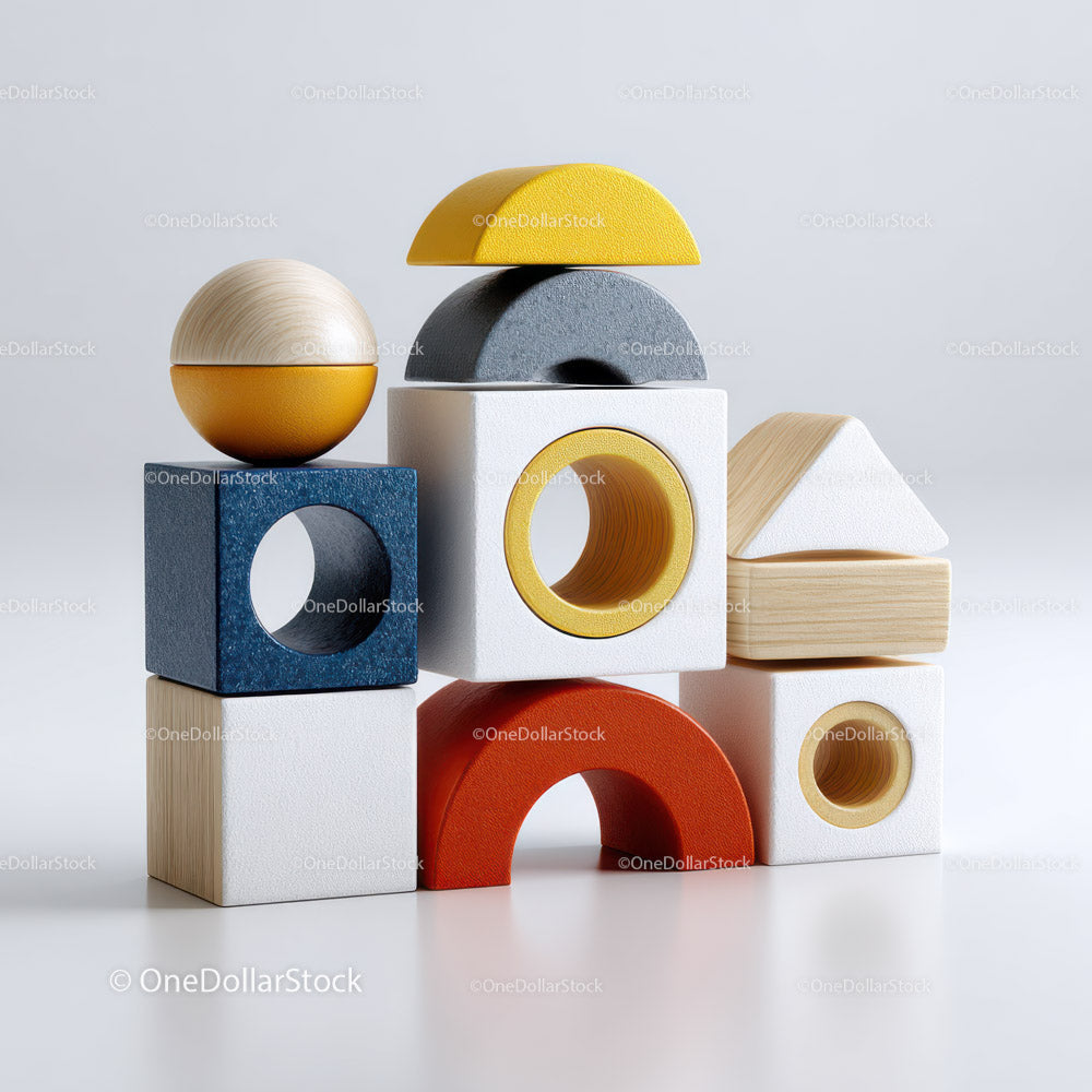 Colorful Wooden Geometric Blocks for Kids Room Decor