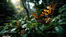 Colorful Butterfly Resting on Leaf in Verdant Jungle Scene