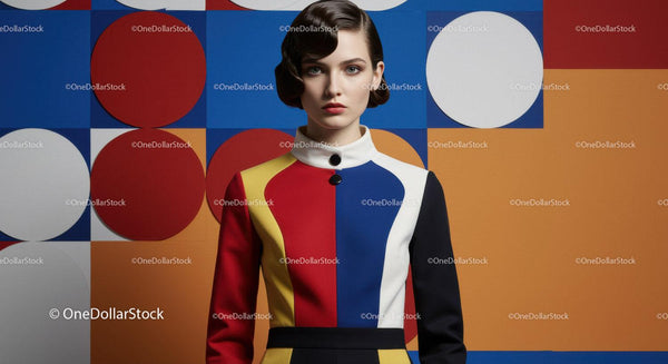 Young woman in colorful geometric patterned coat