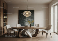 Elegant Modern Dining Room with Plush White Chairs and Unique Wooden Table