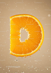Fresh Orange Slice Dripping with Water Droplets