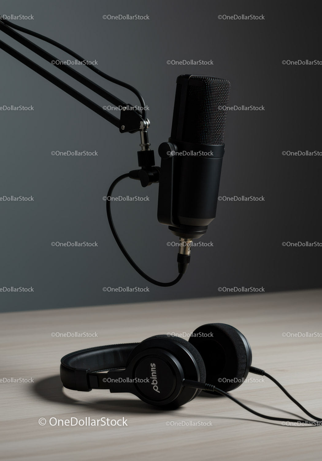 Professional Studio Microphone and Headphones for Recording and Podcasting