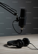 Professional Studio Microphone and Headphones for Recording and Podcasting