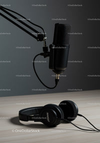 Professional Studio Microphone and Headphones for Recording and Podcasting