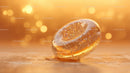 Luxurious Golden Glass Gemstone with Sparkling Glitter in Sunlight