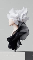 Contemporary Abstract Sculpture with White and Black Elements
