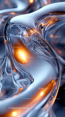Abstract Silver and Gold Metallic Fluid in Futuristic Style