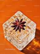 Star Anise on Textured Ice Cube on Vibrant Surface