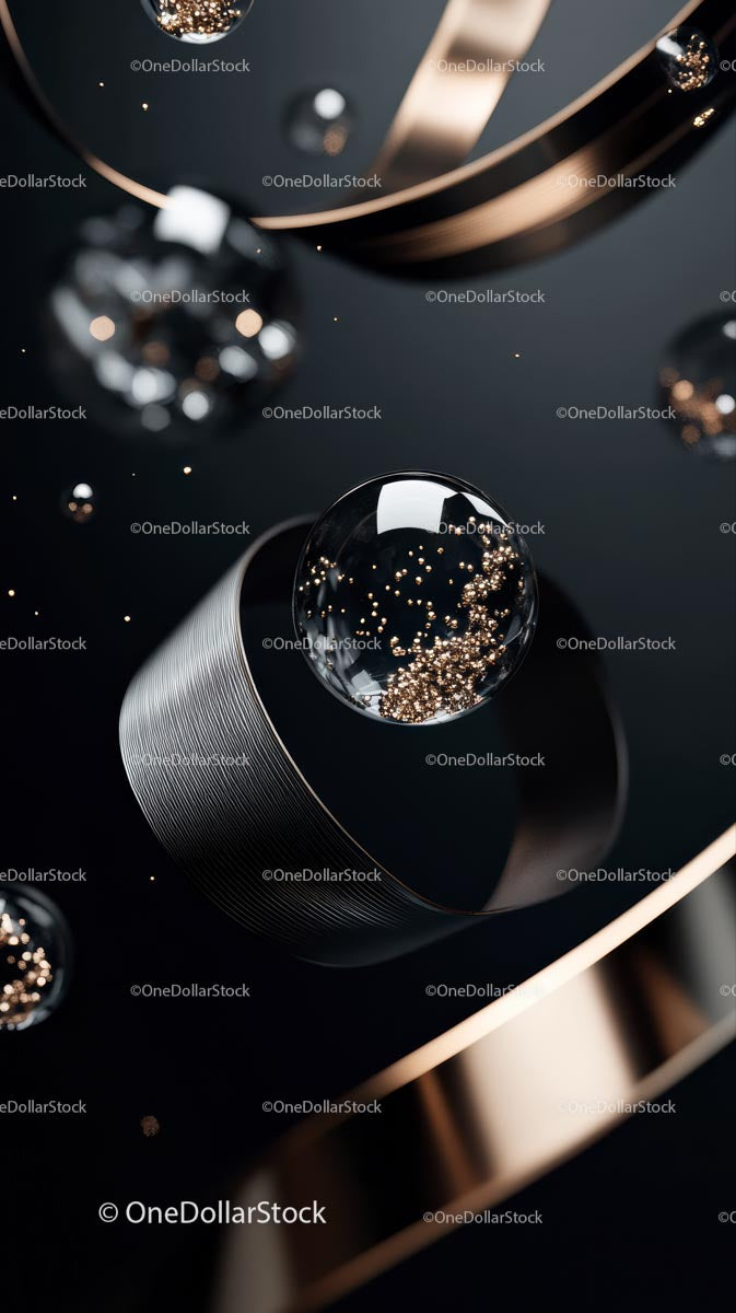 Elegant Metallic Spheres and Rings in Modern Decor Style