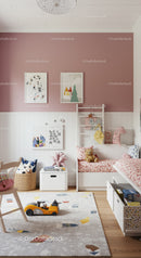 Childrens Bedroom with Pink Wall and Playful Decor