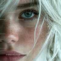 Close-Up of a Girl with Blue Eye and Blonde Hair in Natural Light