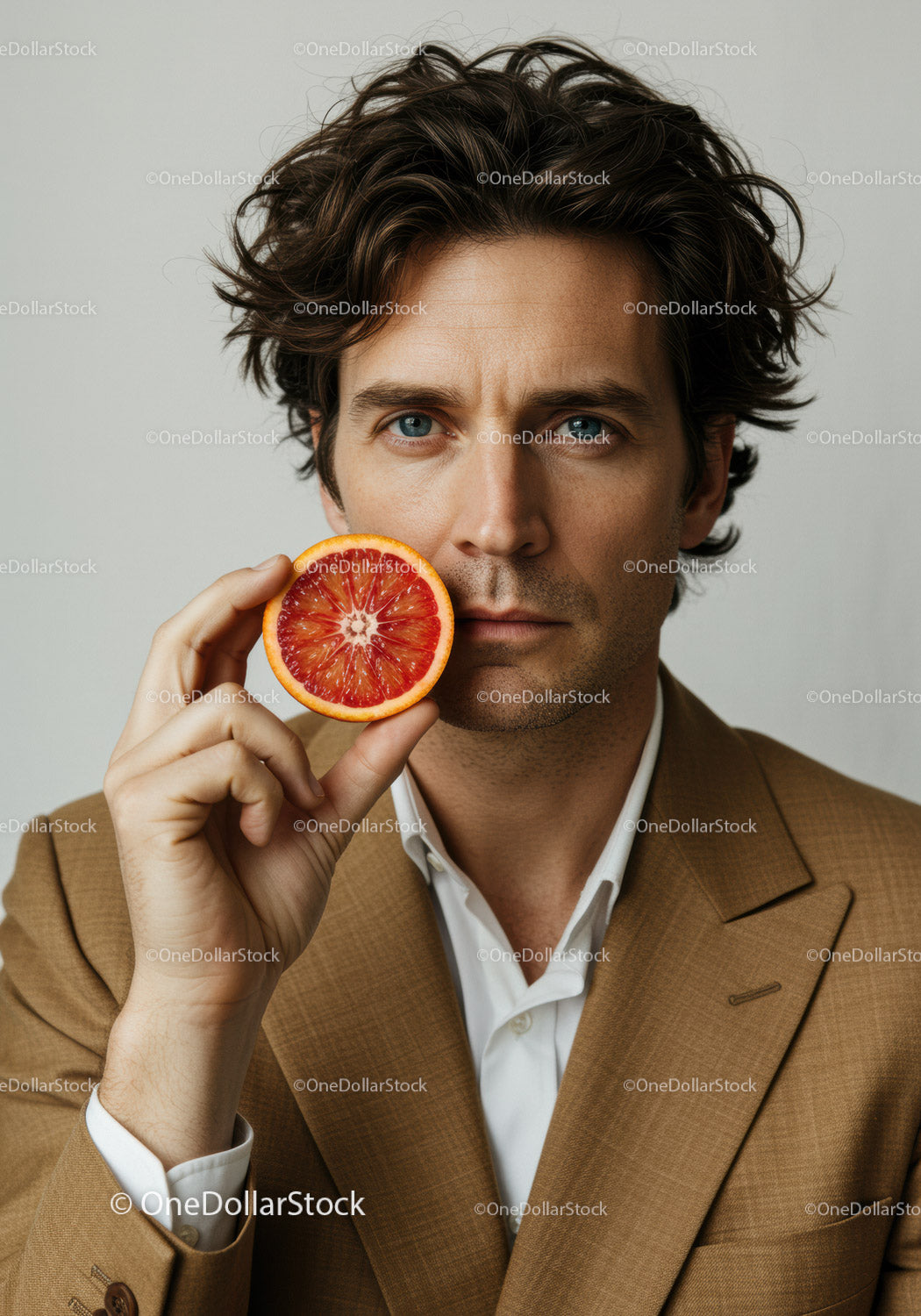 Stylish Man Holding Fresh Grapefruit Half For Healthy Lifestyle