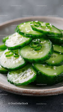Fresh Cucumber Slices on Ceramic Plate for Healthy Snack