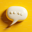 Modern White Speech Bubble Icon on Bright Yellow Background