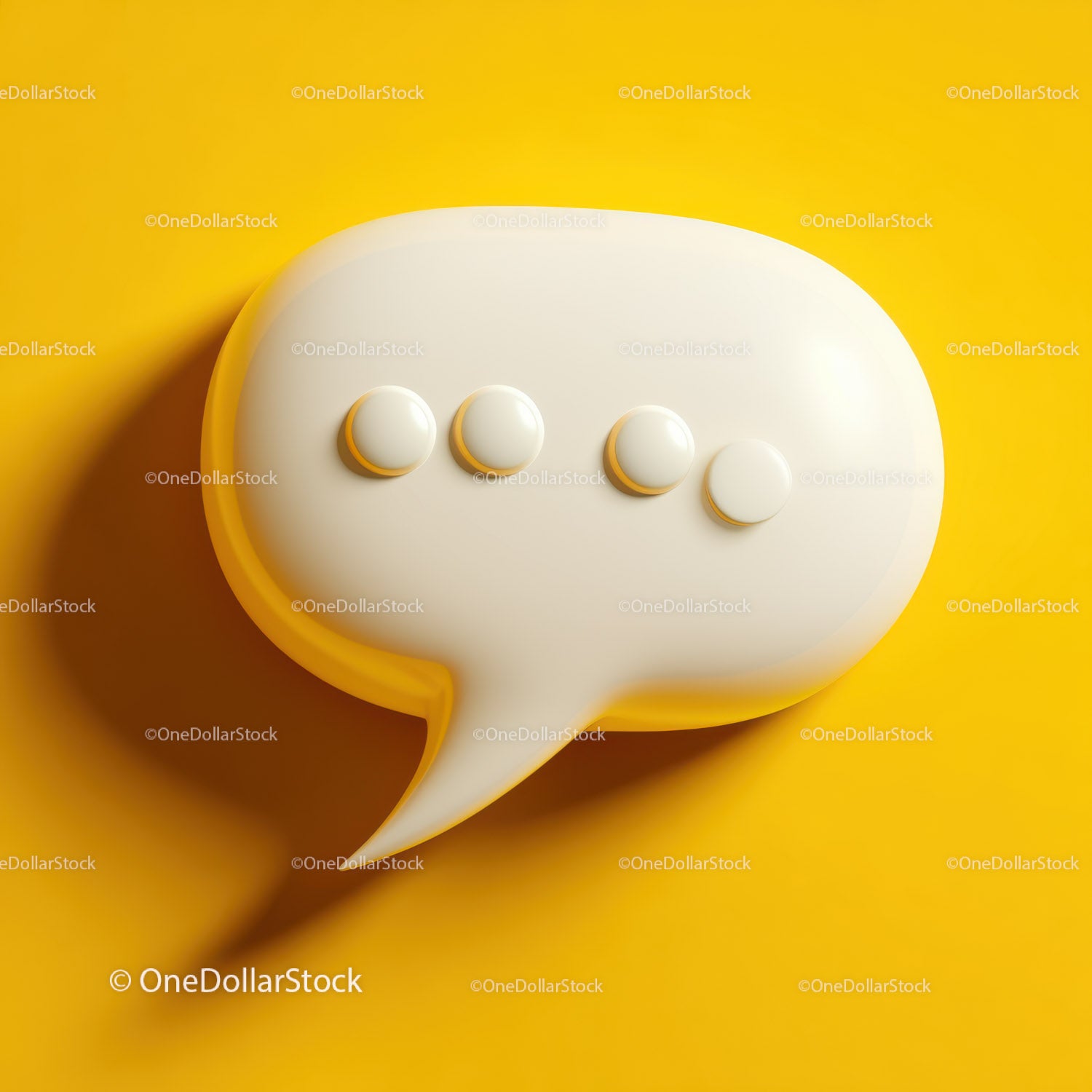 Modern White Speech Bubble Icon on Bright Yellow Background