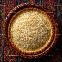 Coconut Topped Sweet Tart on Decorative Table with Coconut Flakes