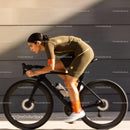 Focused athlete riding high-performance racing bicycle