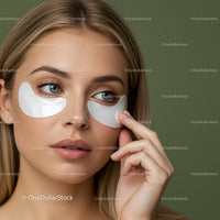 Close-up of Young Woman Applying Under-Eye Patches for Skin Care