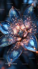 Vibrant Blue LED Flower with Glowing Petals and Light Accents