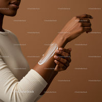 Elegant Hand Applying Skin Moisturizer with Warm Background