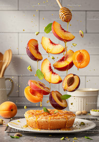 Fresh Nectarines and Honey Drizzle Over Rustic Tart