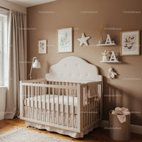 Elegant Baby Nursery with Soft Beige Walls and Cozy Decor