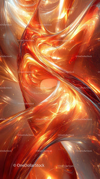 Vibrant Orange and Gold Abstract Digital Art with Dynamic Swirls