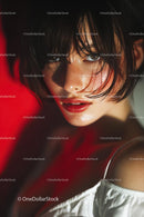 Dramatic Close-Up of a Beautiful Woman with Intense Expression