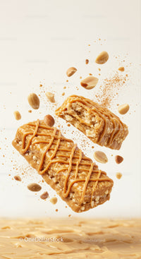 Caramel Drizzled Nutty Cereal Bars with Crunchy Peanuts