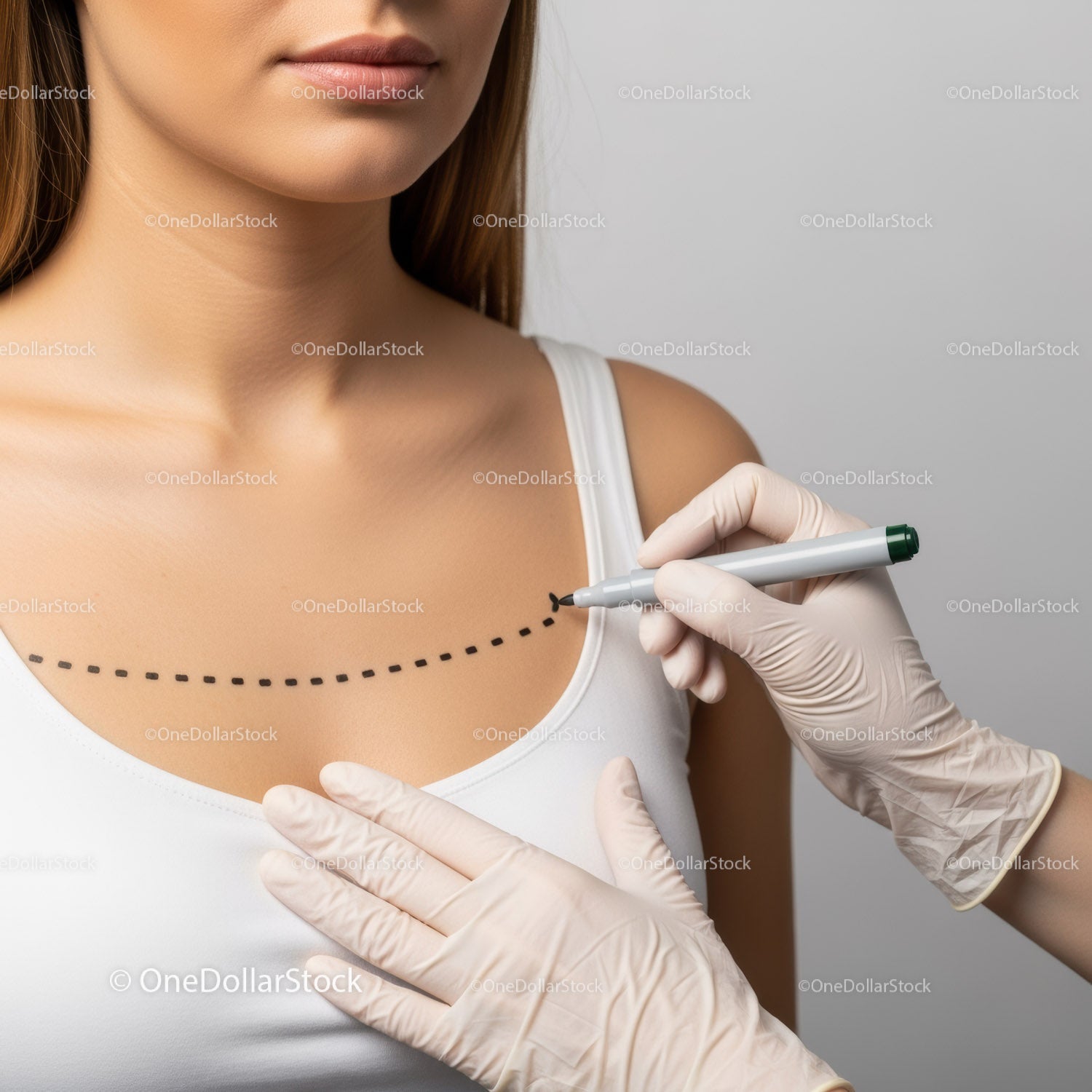 Woman Undergoing Clinical Breast Examination in a Healthcare Setting