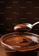 Creamy dark chocolate mousse with cocoa powder dusting