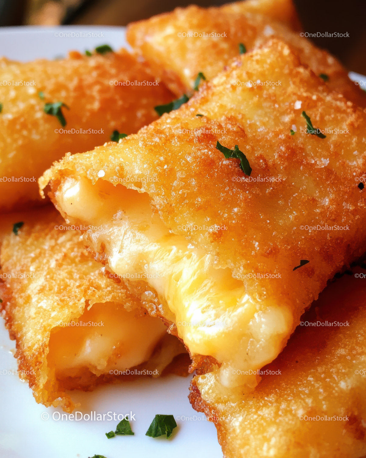 Golden Fried Cheese Sticks with Melted Cheese Filling
