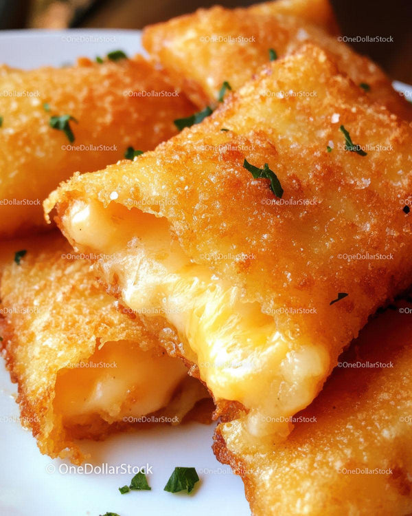 Golden Fried Cheese Sticks with Melted Cheese Filling